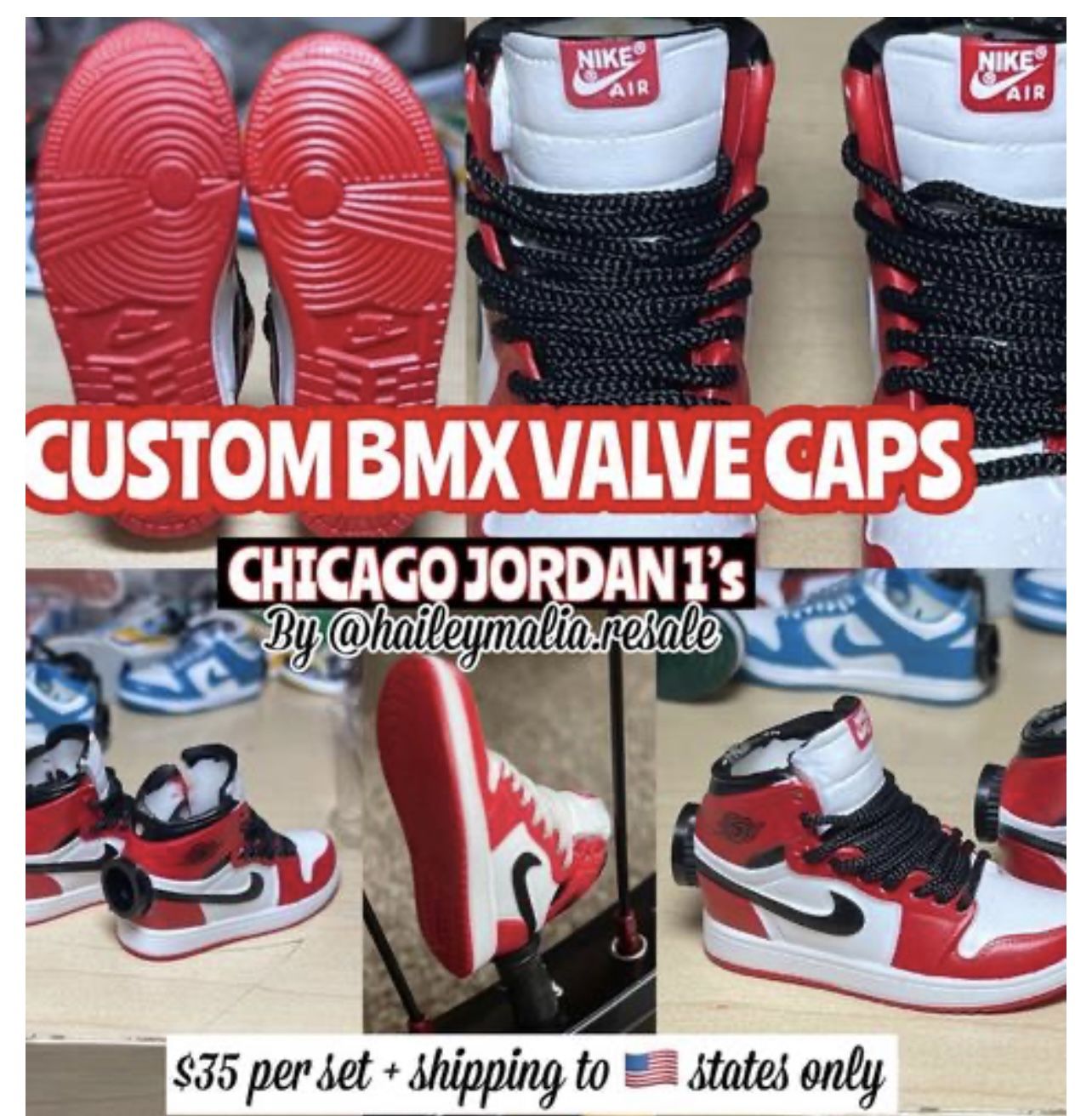 BMX Valve Caps : 3D Printed & Resin molded : Jordan Vans Nike SB DUNK