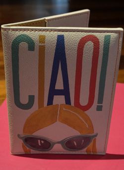 Anthropologie Passport Case Travel Wallet CIAO! Multicolor Retro Artsy