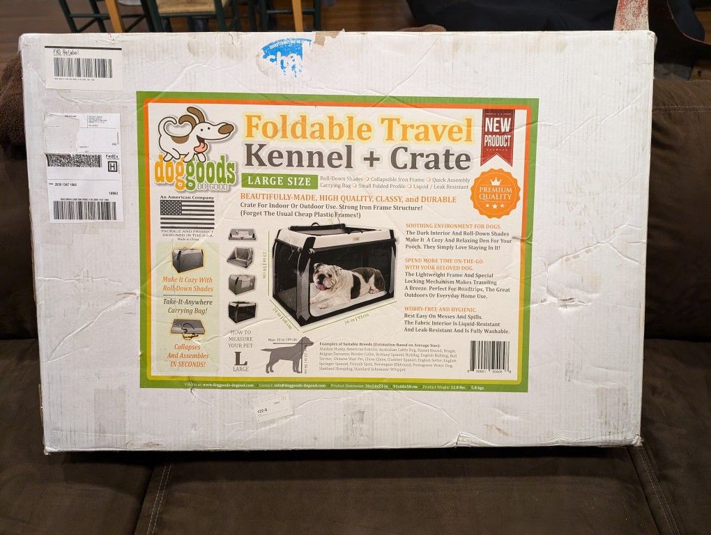 Dog Goods Large Foldable Travel Kennel + Crate