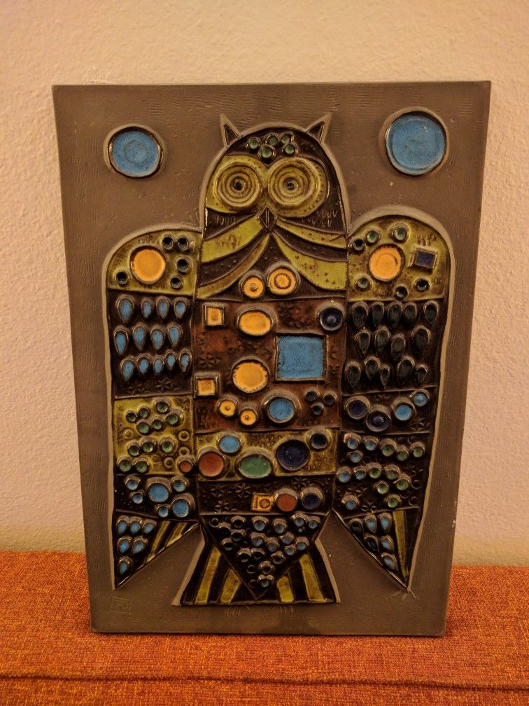 Mid Century ceramic owl wall plaque - Renate Rhein for Rosenthal