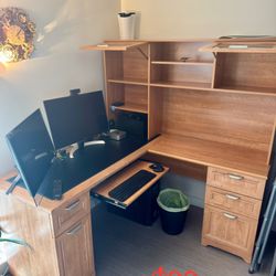 L-shaped corner desk with hutch and storage