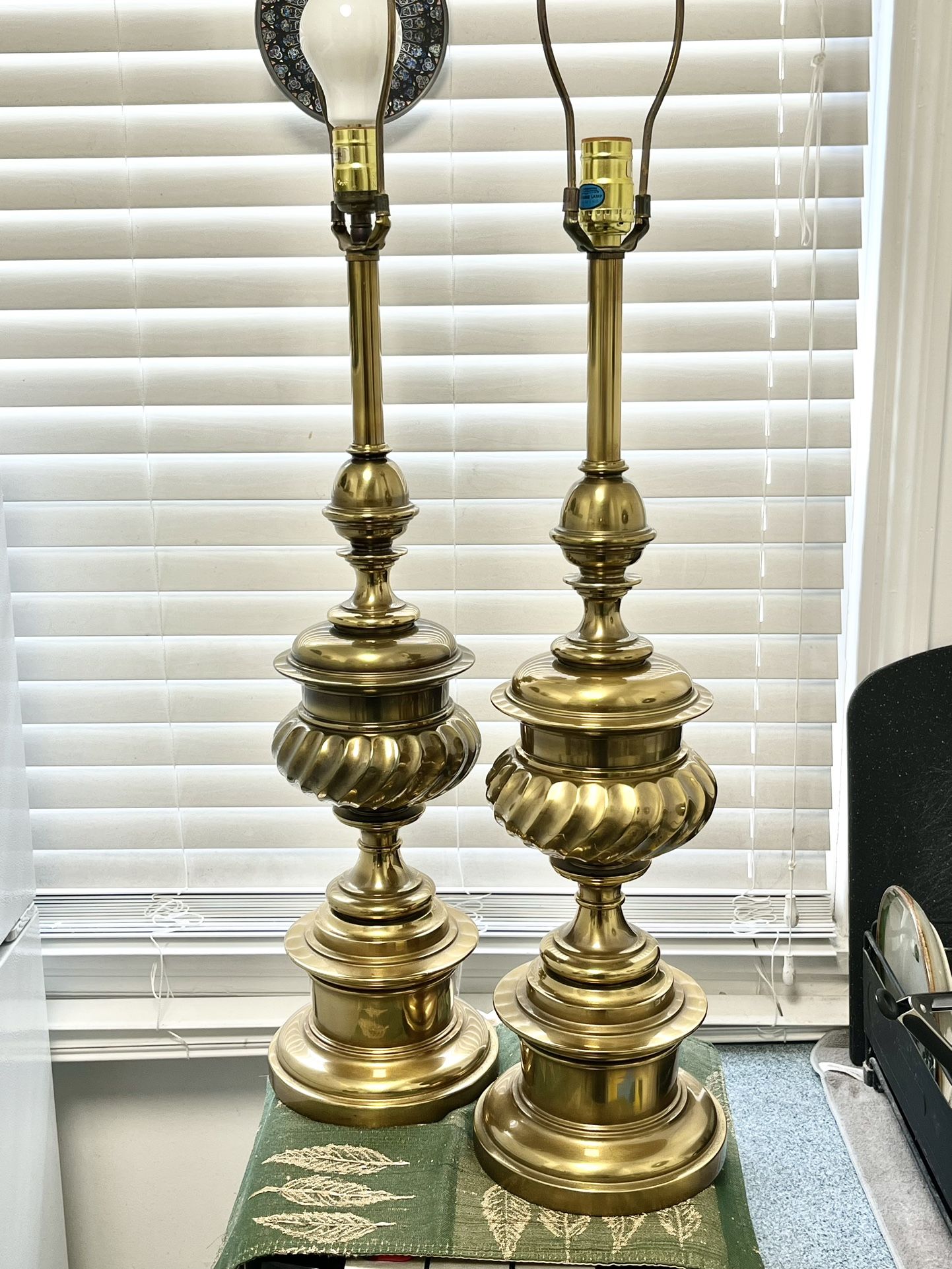 Pr Mid Century Stiffel Brass Lamps