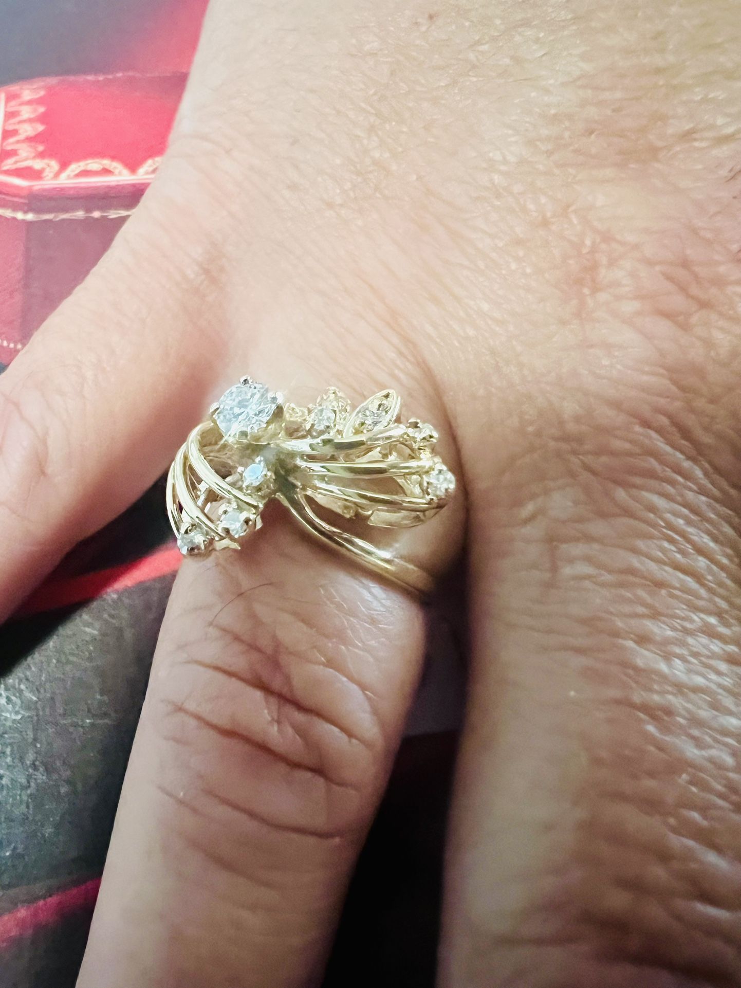 14K Solid Gold Wedding Ring With Natural Diamonds 💎 Stones 4.4Gr Size 6