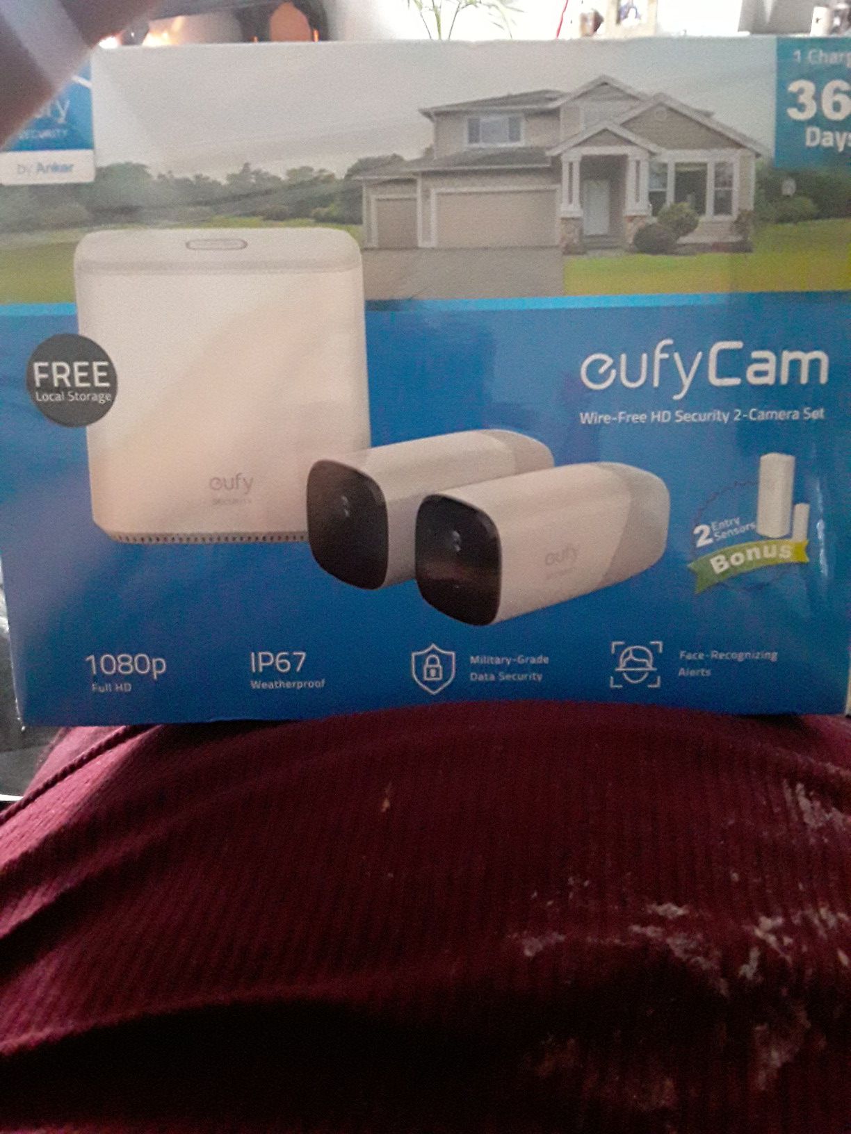 Eufy Cam Wire-Free HD Security 2 Camera Set w/ 2 bonus motion sensors