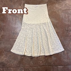 Cream Lace A-Line Maxi Skirt