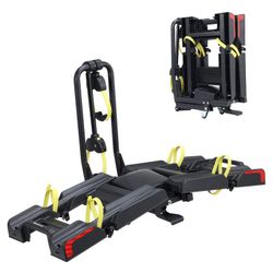 2 E-Bike Foldable Hitch Mount Rack for 2" Receiver SUV & Trucks, Up to 4'' Fat Tire, Lockable Hitch Racks for E-Bike with Ramp and Wheels, 200 LBS Cap