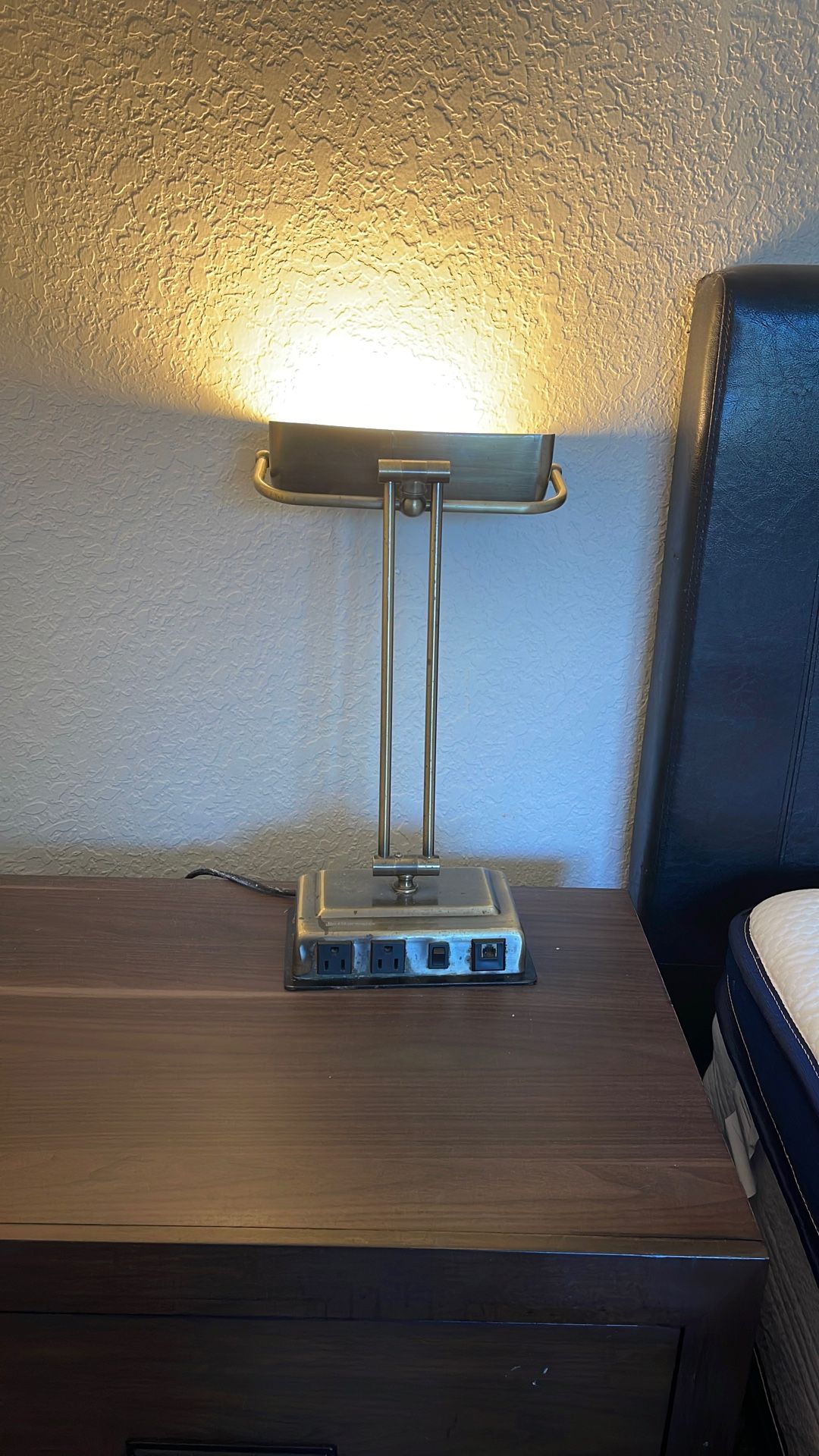 Brass Desk/Night Stand Lamp With Power Outlet