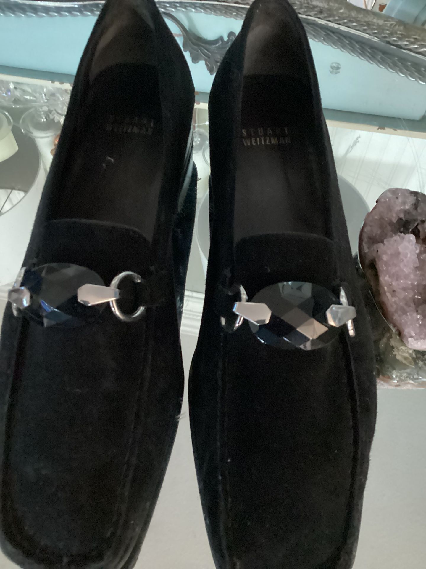 Stuart Weitzman Black Suede Loafers