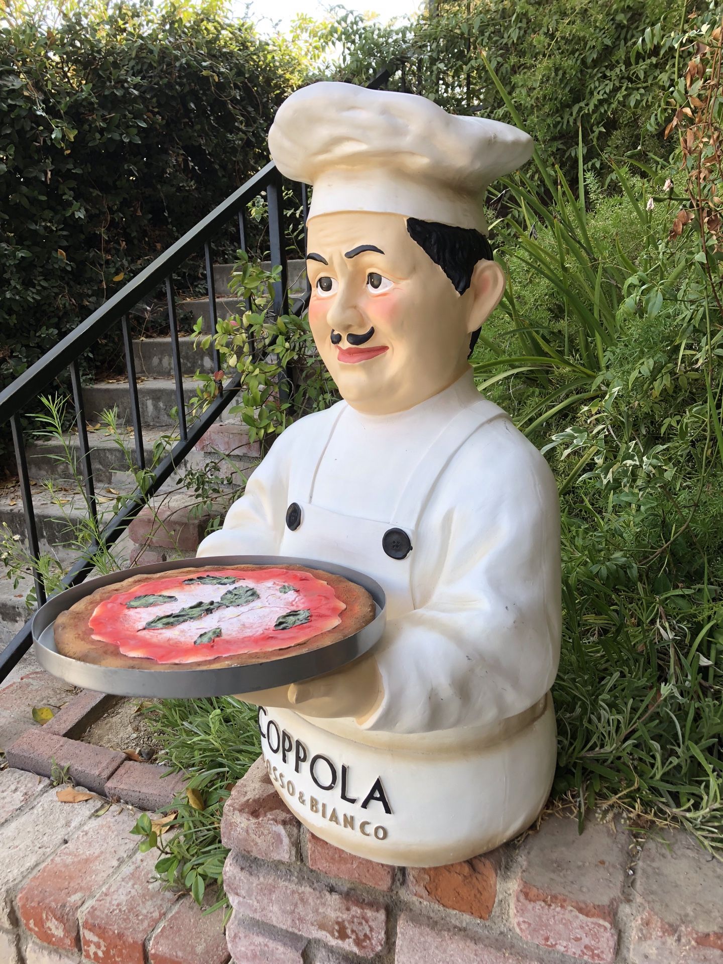 28" Tall Countertop Chef Statue Holding Tray for Kitchen Party Wedding Birthday Restaurant Food Display - Coppola - Italian Pizza