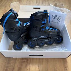 FR FRXP 80 Black And Blue Freeride Skates (Inline Skates/ Roller Skates).NEW Condition. Tested 1 Time Only. Unisex Size 7 - (7 to Men, and 8 to Women)