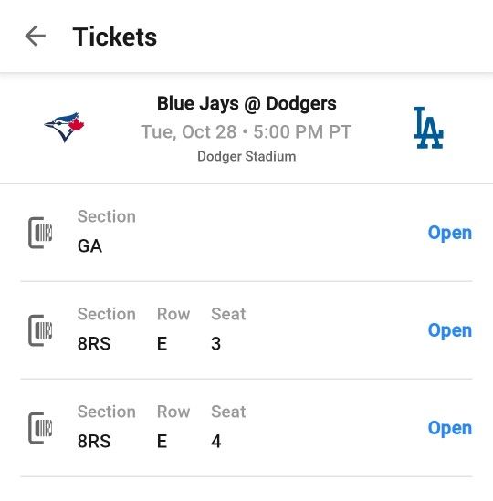 $950 Game 4 World Series Tuesday 10/28 2 Tix & Parking