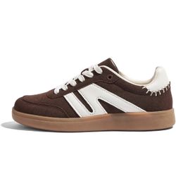 LUCKY STEP Women Classic Retro Gum Sole Fashion Sneakers Casual Tennis Skate Shoe Genuine Leather Walking Footwear Anti Slip Trainers