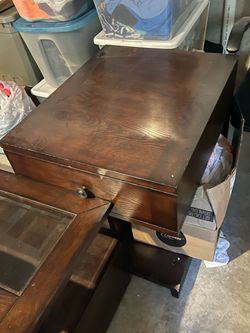 Dark Wood End Table with Drawer
