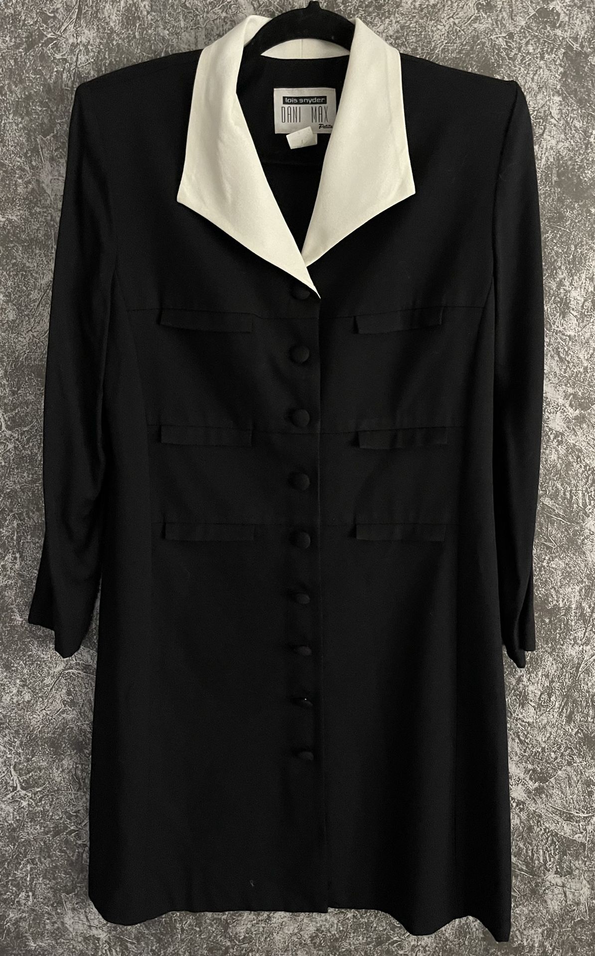 Lois Snyder Dani Black/White Collar Button Up Vintage Suit Dress/Jacket Size 10