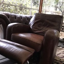 Leather Reclining Swivel Rocking Chair.