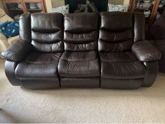 Brown Leather Manual Reclinable Couch