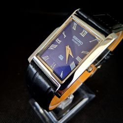 Men's Vintage Seiko Tank Leather Wrist Watch RARE