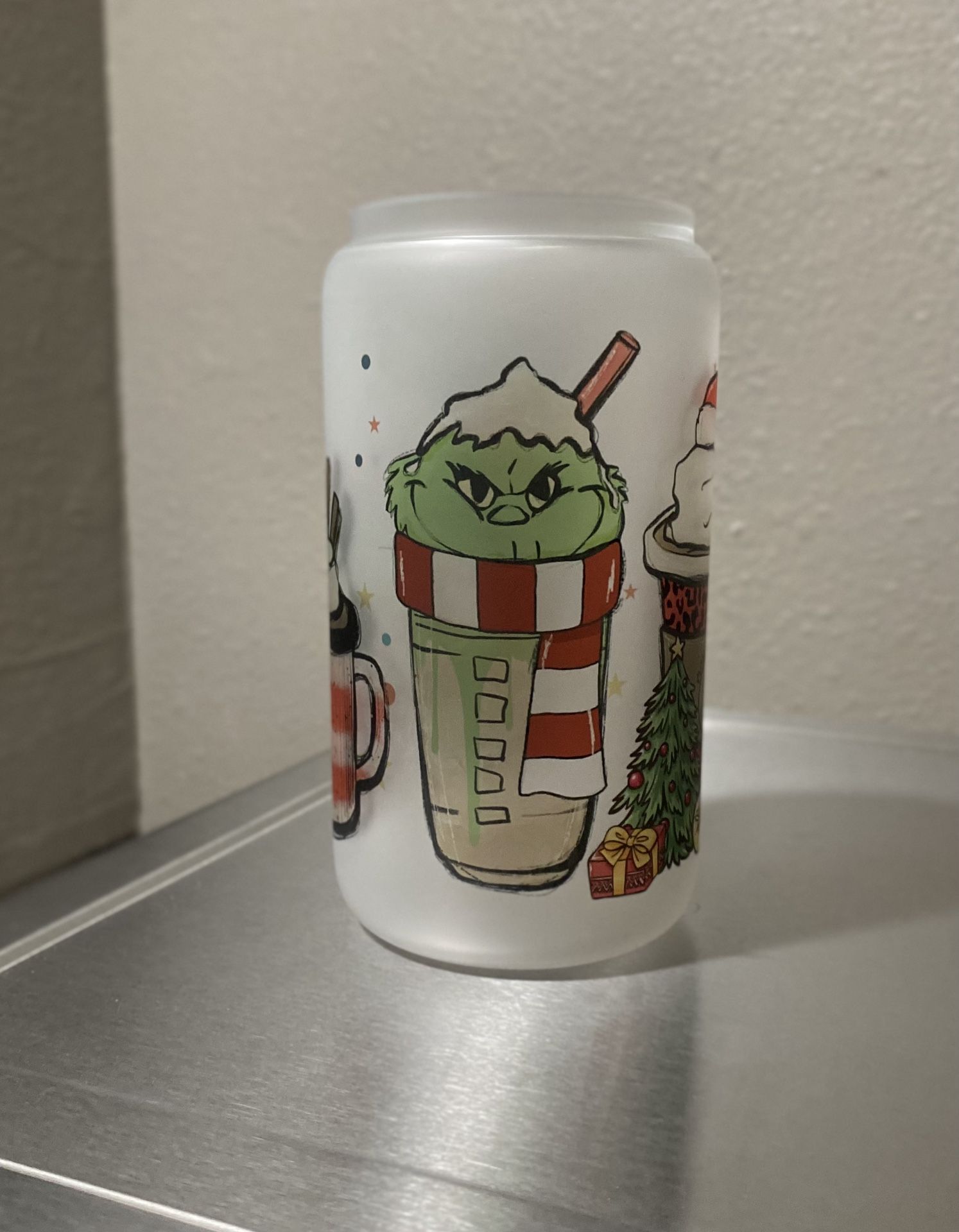Grinch 16oz Glass Cup