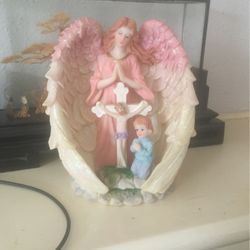 Angel Over Cross W Jesus & Little Boy Praying @ The Foot Of The Cross