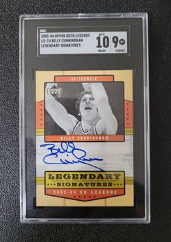 SGC 9,10 on card Auto Billy Cunningham 2003-04 Upper Deck  Legends Legendary sig