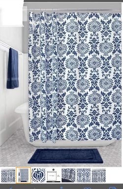 Decorative Damask Fabric Shower Curtain