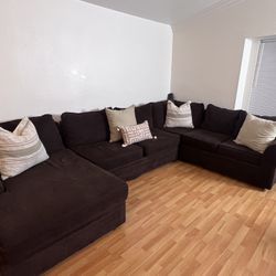 Brown 3 Piece Sectional Couch 