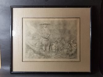 Willy Otto Oskar Seiler (1903 - 1997), etching titled "Cormorant Fishing" signed and title in pencil