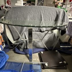 Modern Glass Console Table – Chrome Legs – Minor Oxidation