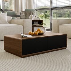POVISON. 51" Rectangular Wood Coffee Table with Storage [NEW]