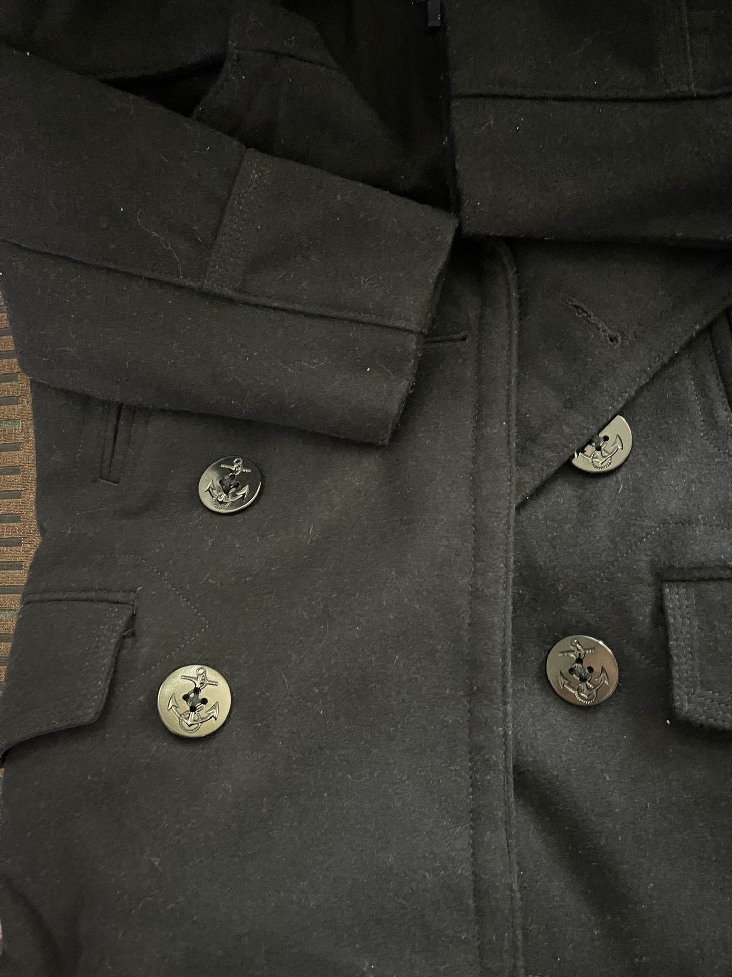 Boys Peacoat And Button Up.