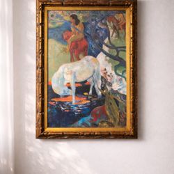 Large Vintage Mid-Century Oil Painting on Canvas + Carved Wood Frame (Signed) 31” x 43”