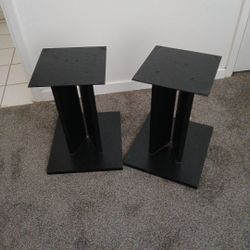 Speaker Stands ( 2 )  PAIR Wood & Metal Black Condition, Like New !!   Firm On $$ 