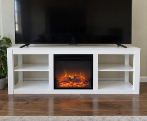 White Electric Fireplace TV Stand / Entertainment Center- Used