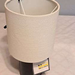 Table Lamp By Threshold Black W/ White / Off White Lamp Shade NEW PLEASE READ DESCRIPTION