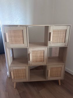 Rattan Storage Shelf Unit