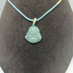 Blessing Prayer Good Luck Matreiya Happy Buddha Green Jade Pdnt 20x20mm 