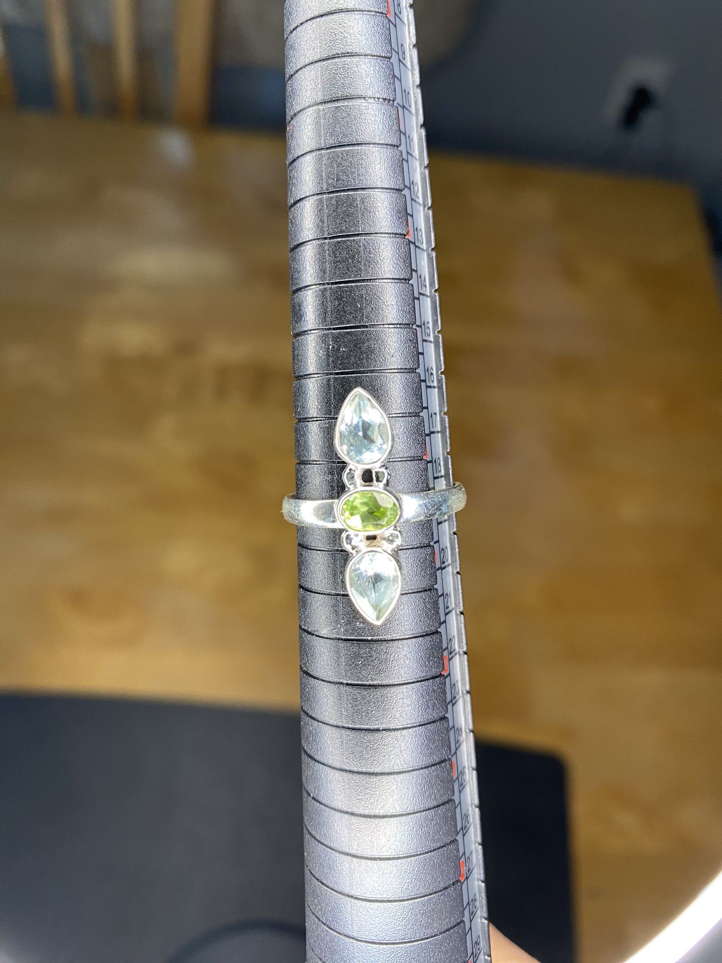 3 Long Sterling Silver 3 stone rings, two different sizes. Can Separate