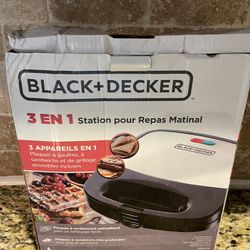 BLACK+DECKER 3-in-1 Morning Meal Station Waffle Maker, Grill, or