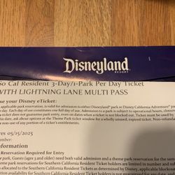 Disney Tickets 3-day/1 Park Per Day Ticket With Lightning Lane Multi Pass