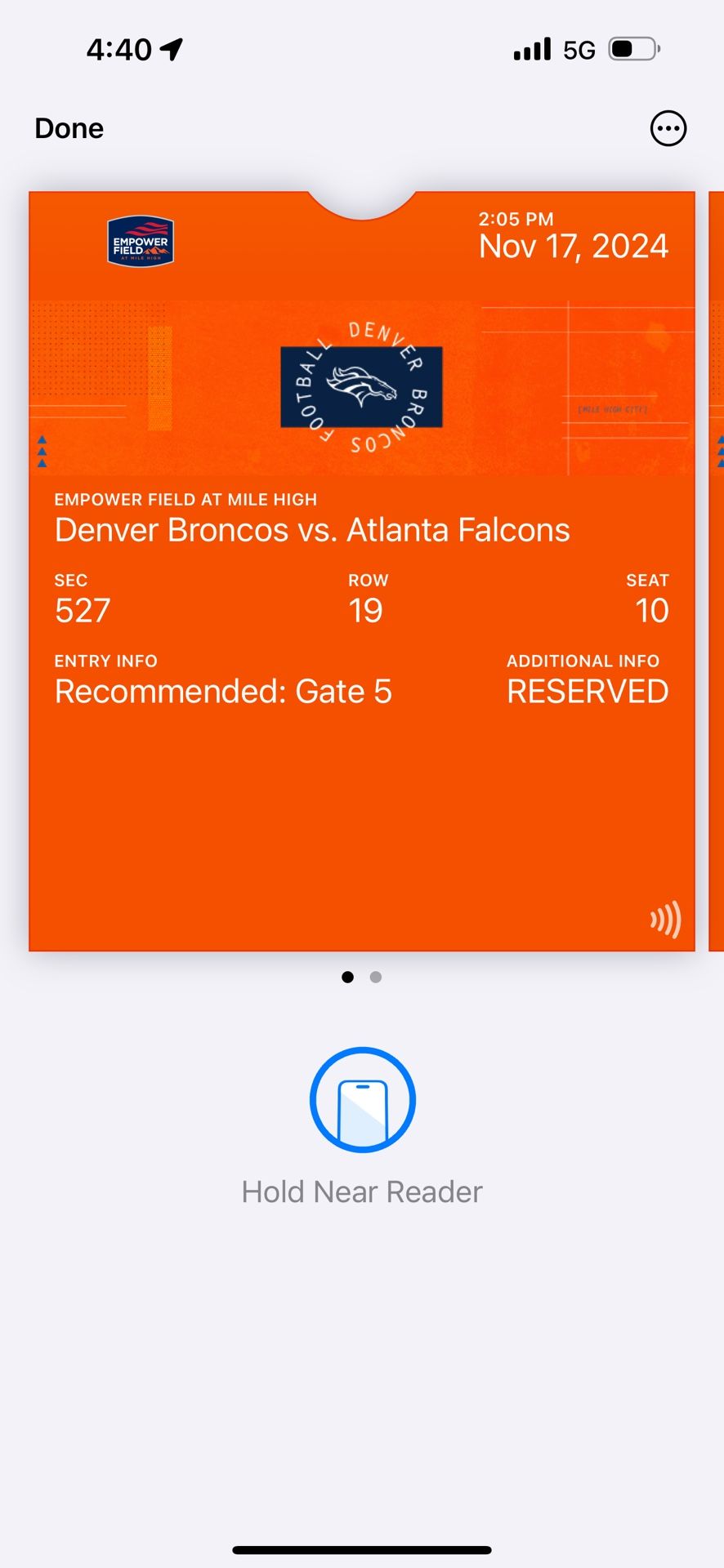 Two Broncos Tickets