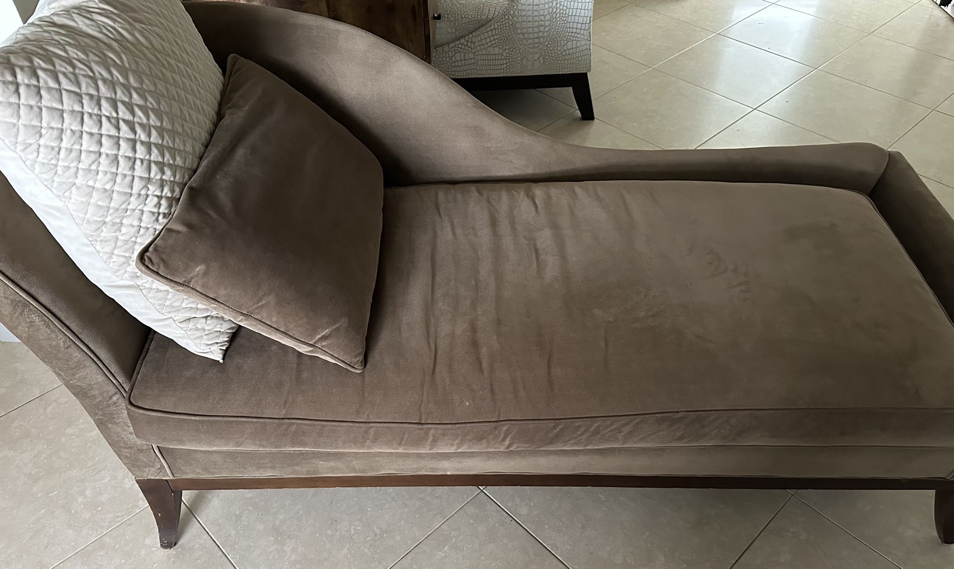 Left Arm Facing Chaise Lounge With Feather Pillow