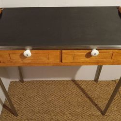 Vintage Barber Formica Laminate Wood Metal Desk