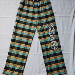 Slunks SlunkjaMas Multicolor Plaid Unisex Pajama Lounge Pants ~ Size Medium 