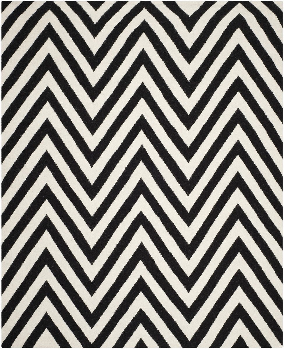 Safavieh Black and White Dhurries Kilim Flat Weave Rug 9' X 12'
