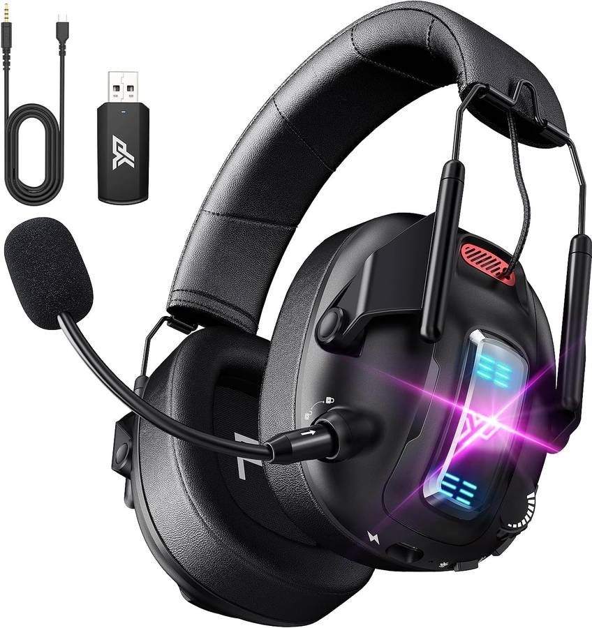 new Wireless Gaming Headset for PS5, PS4, PC, USB Over Ear Gaming Headphones with Noise Canceling Mic, Bluetooth 5.3, 100H Battery, Low Latency, Folda