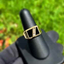 Jewelry Antique 14k solid yellow gold onyx stone natural diamond 1.00CT ring sz 8.75
