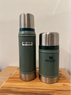 Stanley Classic Vacuum Bottle & Food Jar Set – Matching Hammertone Green – Complete