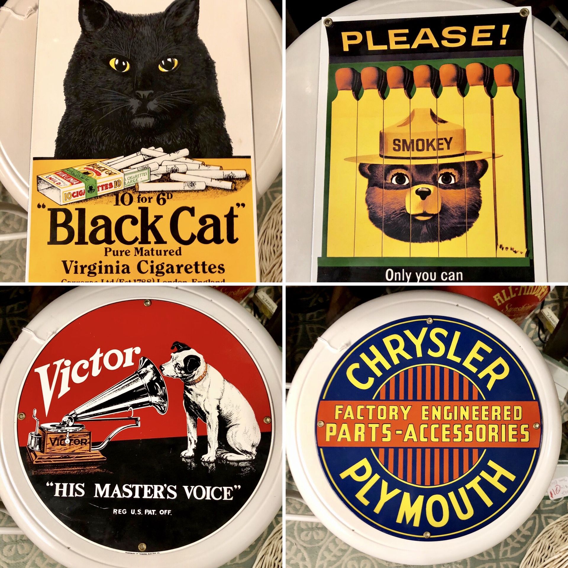 Vintage Advertising Signs, Porcelain and Tin