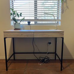 Wood Desk With Charging Station (available Until 6/22)