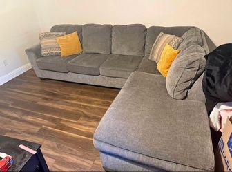 Delivery available Gray Fabric L-Shaped Sectional Sofa